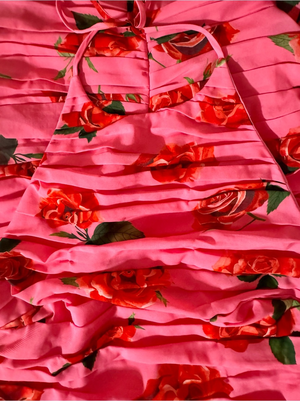 Pink Floral Ruched Slip Dress - Picture 12 of 13